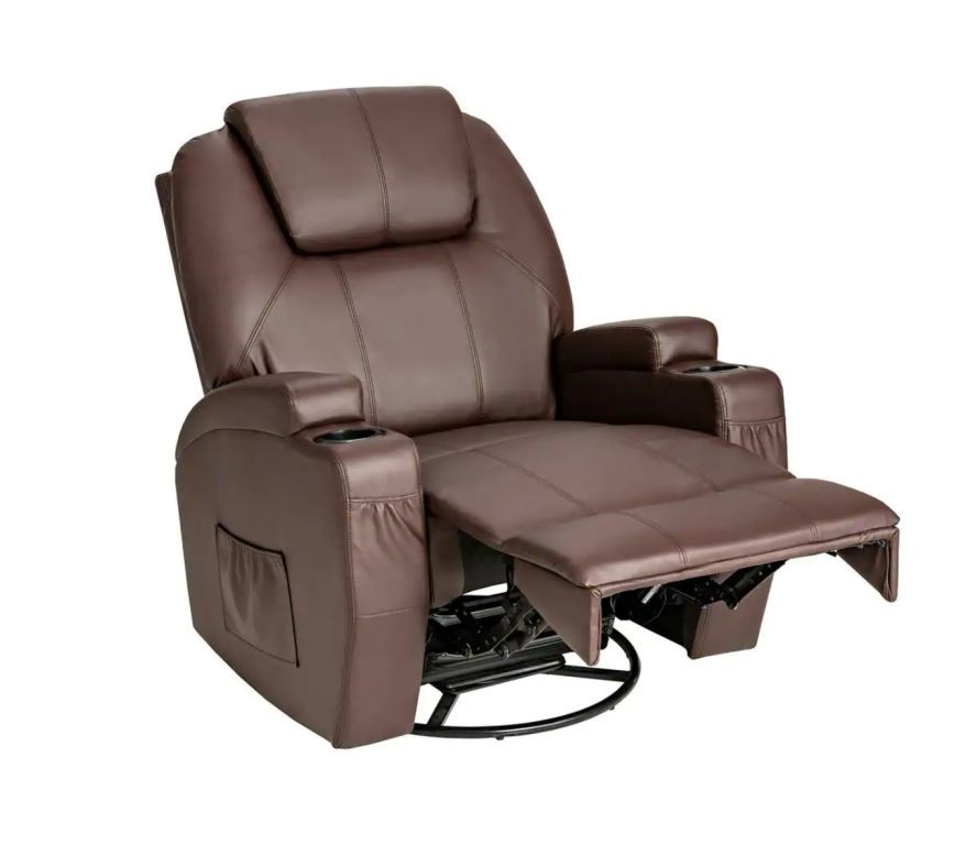 48597 - Massage Recliner Chair 360 Degree Swivel Single Sofa Rocker w/Heating USA