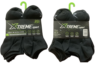 48605 - Xtreme Sport 20 Pack Ladies No Show Socks in Black USA