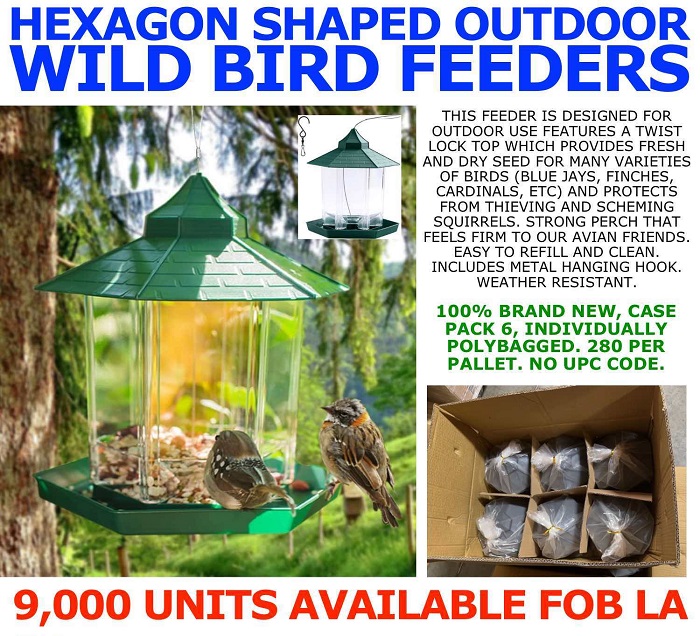 50862 - Hexagon Shaped Outdoor Wild Bird Feeders USA