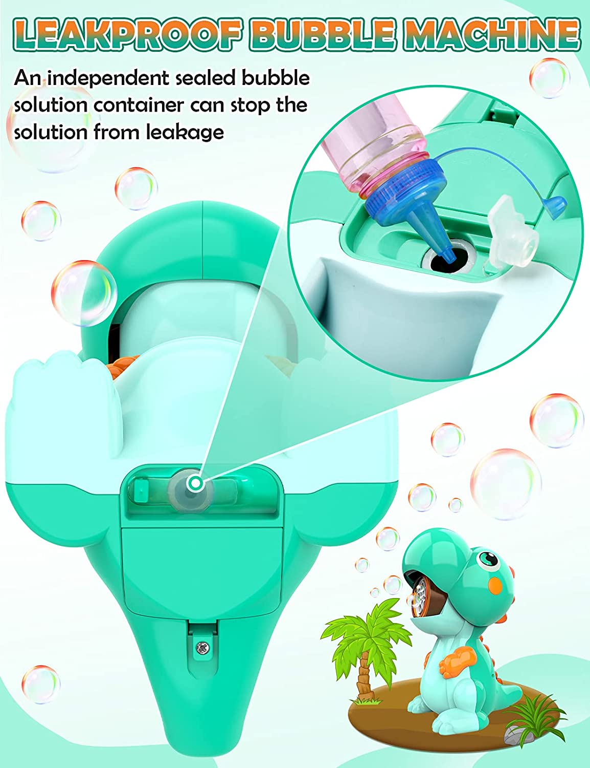 51082 - EduCuties Bubble Machine for Kids, Dinosaur Toys Automatic Bubble Blower Europe