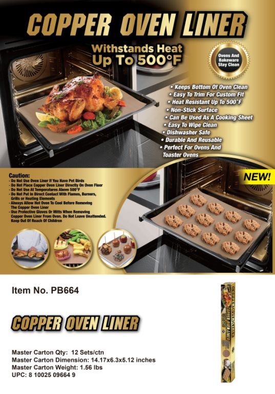 54762 - Copper Oven Liners USA